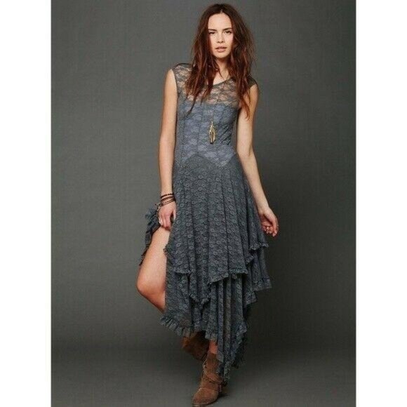 Free People Dresses & Skirts - Free People French Courtship Sheer Gray Dress